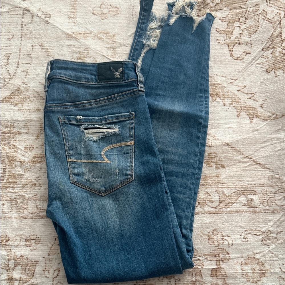 American Eagle Outfitters Ripped Blue Skinny Jeans